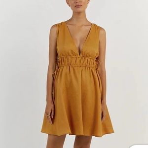 NWT Dissh PIA MARIGOLD LINEN MINI DRESS - 2 / MARIGOLD